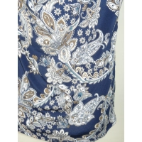 Bluzka z lejącym dekoltem woda - wzór paisley granat beż